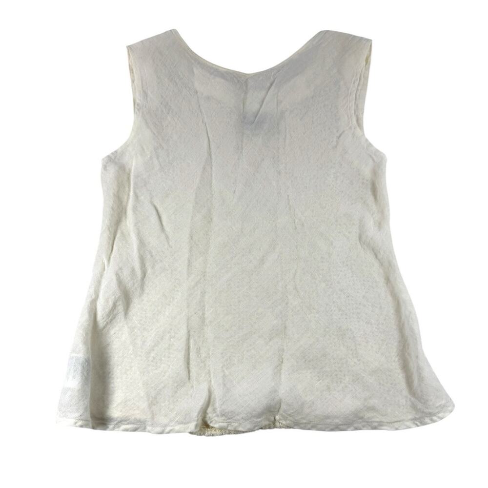 La Bottega Di Brunella Linen Sleeveless Shirt XS Cream Tank Open Knit Gauzy